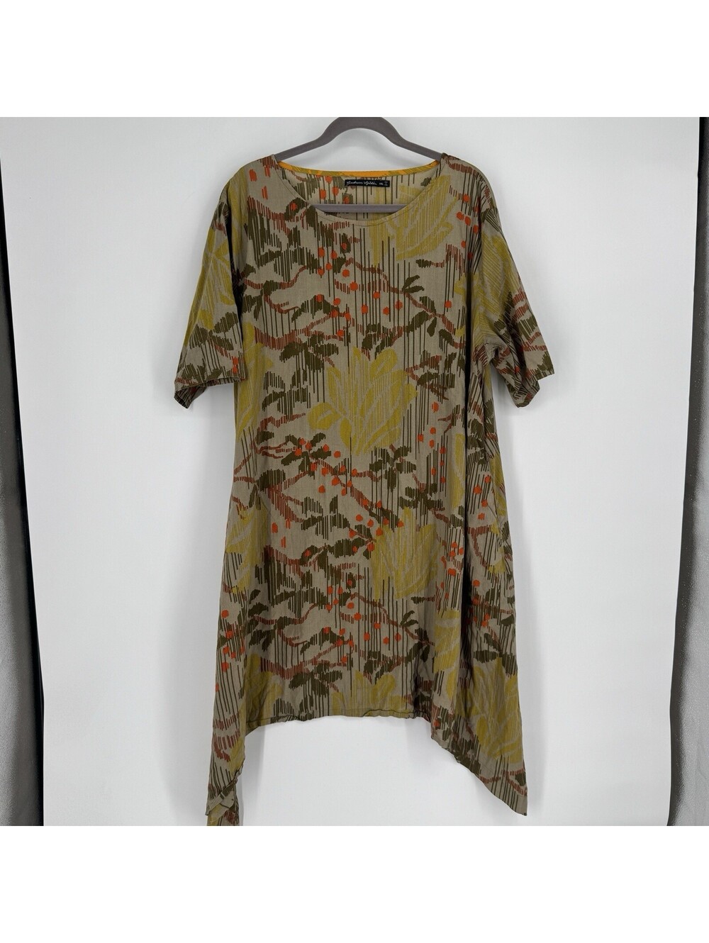 Gudrun Sjoden dress XXL cotton oversized lagenlook artsy botanical abstract